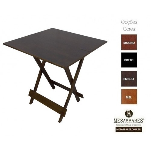 Mesa Dobrável 70X70 de Madeira Bar Embuia  - Cod: 992